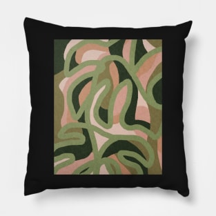 Abstract tropical leaves, Plant, Line art Pillow