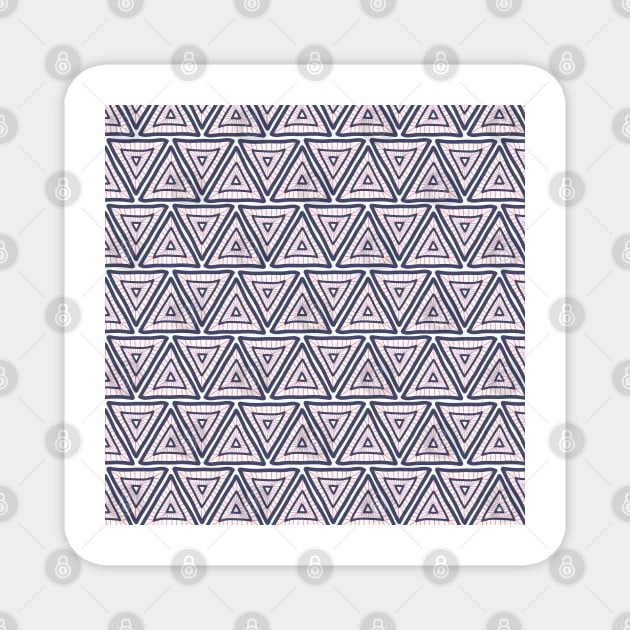 Blue And Pink Triangle Grid Magnet by Sandra Hutter Designs