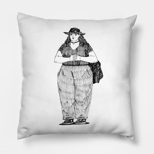 Modest Girl Pillow by Senko