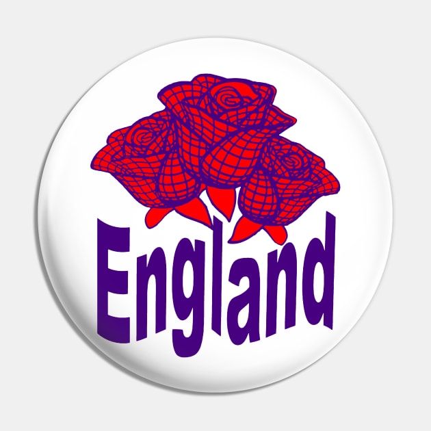 Blue England Text With Abstract English Rose Pin by taiche