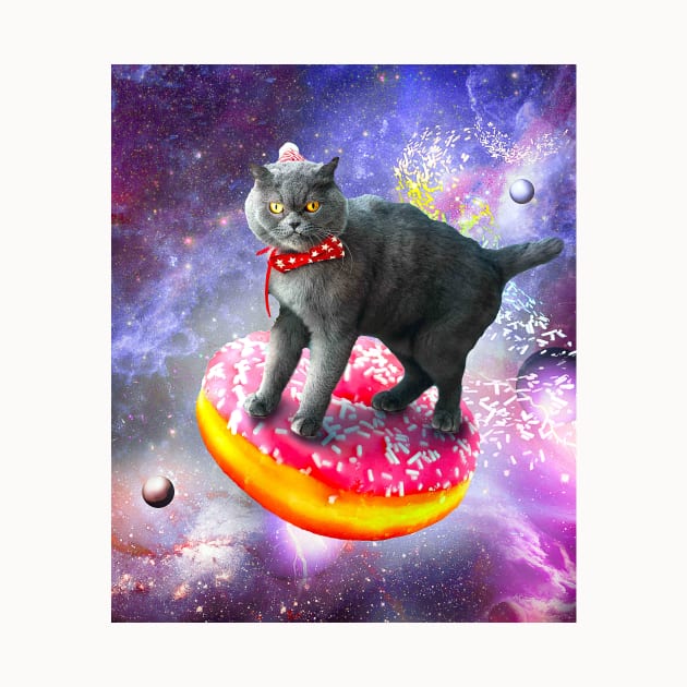 Galaxy Cat Donut - Space Cats Riding Donuts by Random Galaxy