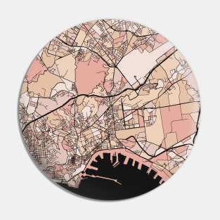 Naples Map Pattern in Soft Pink Pastels Pin