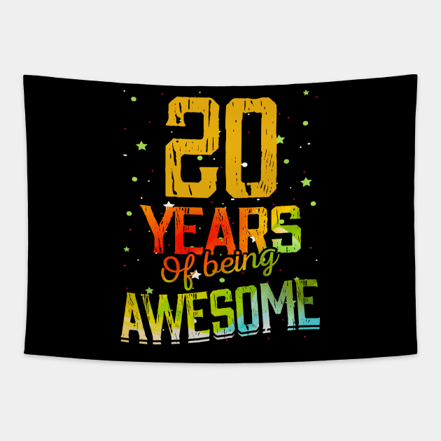 20th Anniversary Gift Vintage Retro 20 Years Of Being Awesome Gifts Funny 20 Years Birthday Men Women Tapestry by nzbworld