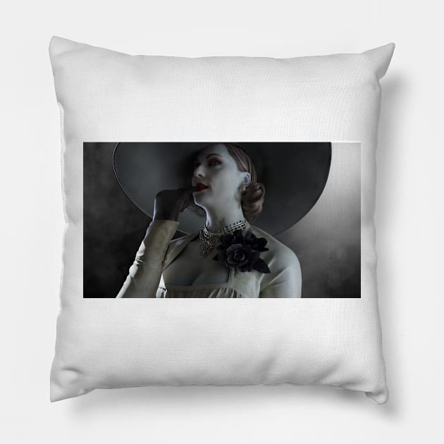 Lady Dimitrescu portrait Pillow by James-Cr