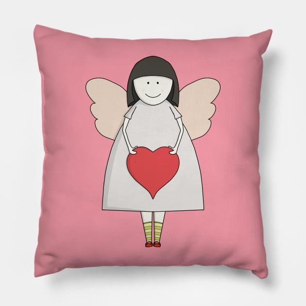 Little angel holding a heart Pillow by DiegoCarvalho