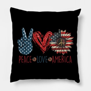 Peace Love America Hippie Sunflower 4th Of July Shirt Pillow