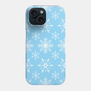 White Snowflakes Pattern in Baby Blue Phone Case