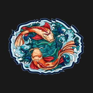 Bright koi fish in waves T-Shirt