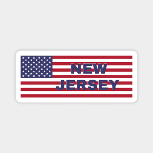 New Jersey State in American Flag Magnet
