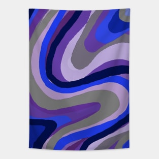 Blue Curved Digital Painting Tapestry