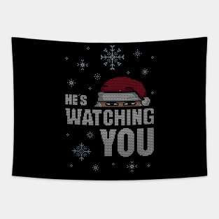 Santa's Watching Ugly Sweater Tapestry