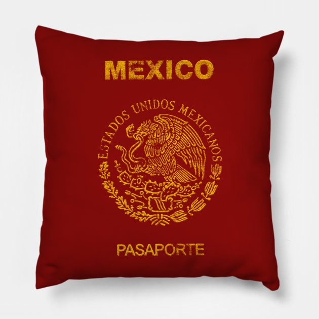 Mexico Passport Design Pillow by DankFutura