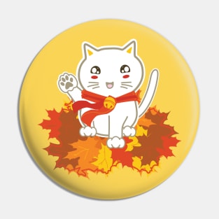 Lucky Cat in Fall Pin