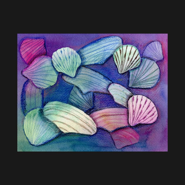 Seashells Watercolor Mixed Media Art by Sandraartist