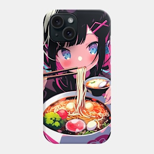 Cute Anime Girl |  Ramen Noodles | Hentaii Chibi Kawaii Design Phone Case