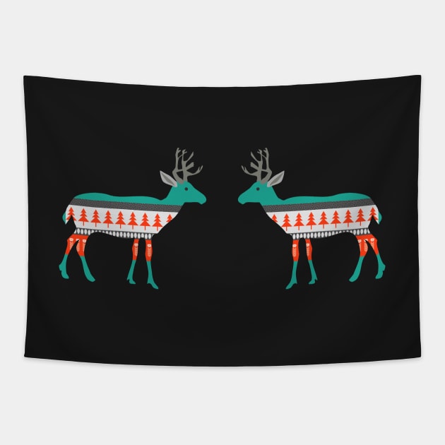 Festive deer pattern Tapestry by cocodes