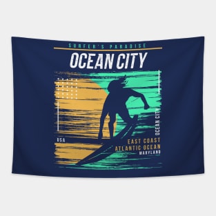 Retro Surfing Ocean City, Maryland // Vintage Surfer Beach // Surfer's Paradise Tapestry