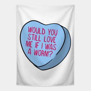 Funny Candy Heart Worm Tapestry