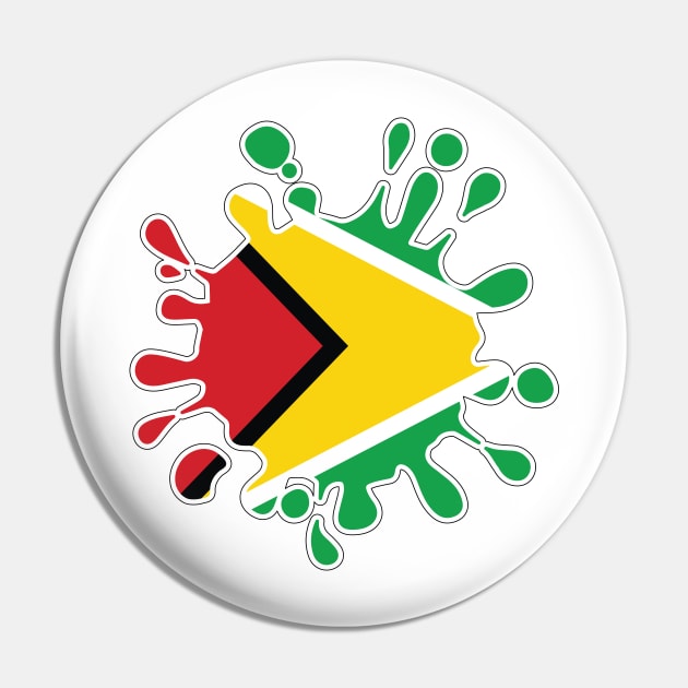 Guyana National Flag Paint Splash Pin by IslandConcepts