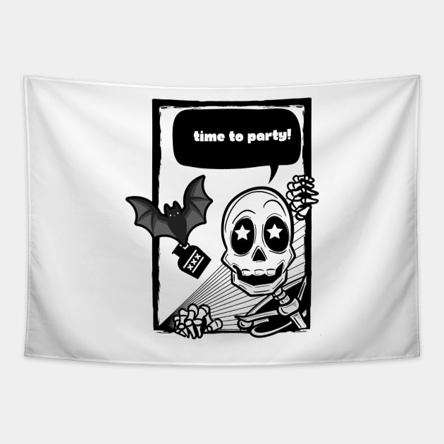 Halloween Skeleton Party Tapestry by HyzoArt