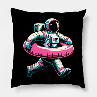 Pool Party Astronaut Pink Float Funny Space Pillow