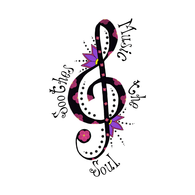 Music soothes the soul treble clef by KaisPrints