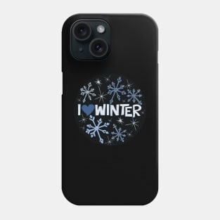 I Heart Winter Illustrated Text with snowflakes Phone Case