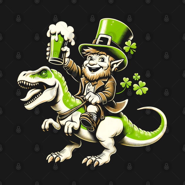 Lucky Leprechaun T-Rex Rider: Ultimate St. Patrick's Day Party Shirt by Klimek Prints