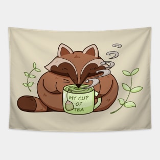 Cute Raccoon – Tea and Animal Lover Design Tapestry