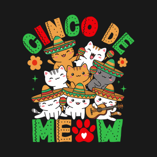 Meow Mariachi Cat Cinco De Mayo T-Shirt