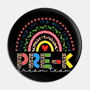 PreK Dream Team Leopard Rainbow Teacher Squad Back To School Pin