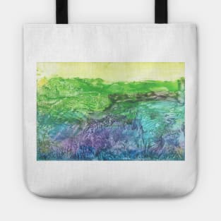 Fantastic landscape, nature. Encaustic wax art. Painting drawing Tote