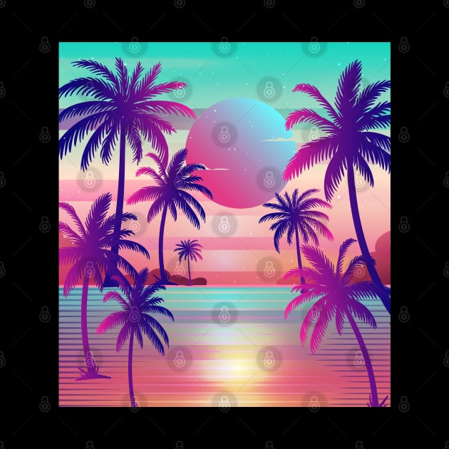 Sunset Palm Trees Vaporwave Aesthetic by edmproject