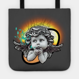 Baby Angel Statue Orange Art Tote