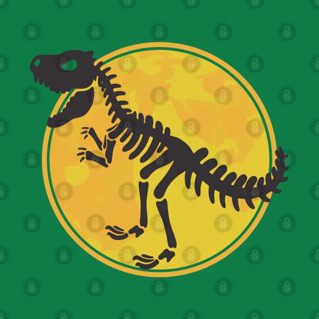 Dino Dinosaur T-Rex Skeleton Black in Front of Moon by CoffeeandTeas