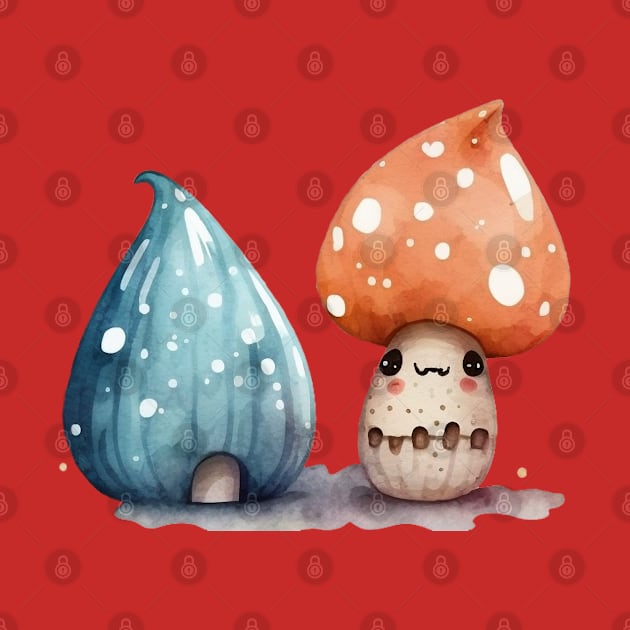 Cute Cartoon Mushroom Five Design by Happii Pink