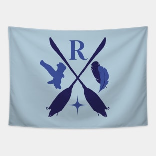 blue raven house wizarding school logo Tapestry