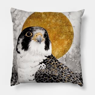 Peregrine falcon Watercolor at night sky Pillow