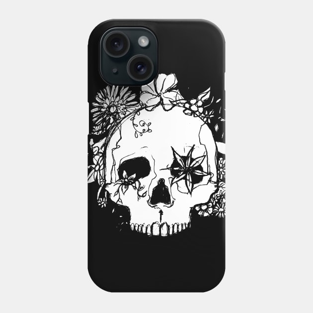 skull and flowers Phone Case by MerryDee