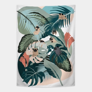 Pugs and Tropical Plants Tapestry