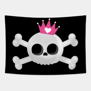 Cute Emo Skull with Crown Tapestry