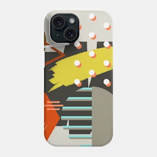 Modern Geometric Pattern Bright Orange Aqua Retro Doodle 80's Style Phone Case