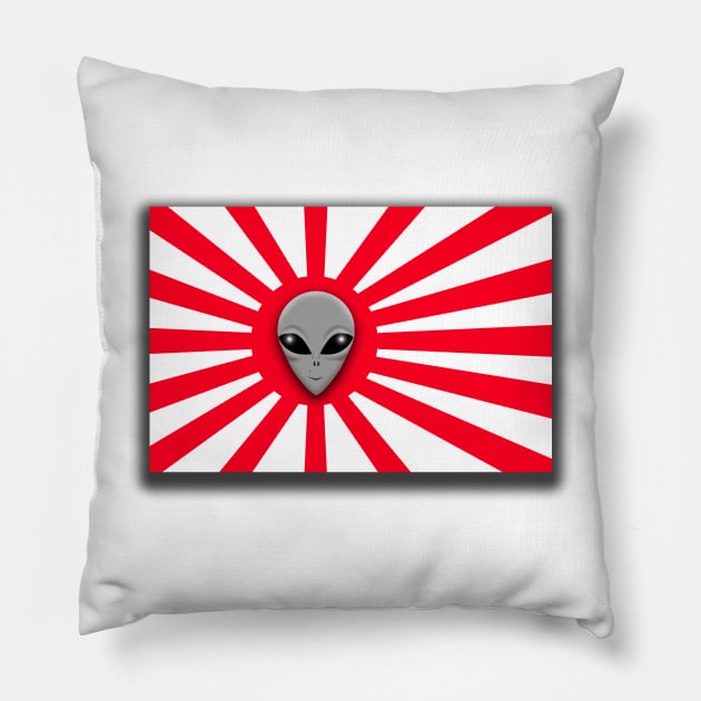 Alien Rising Sun Pillow by Wickedcartoons