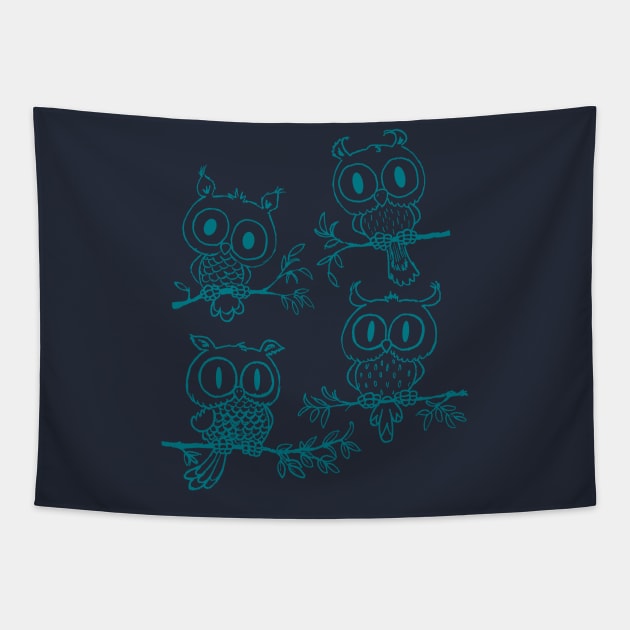 Owls Tapestry by mangulica