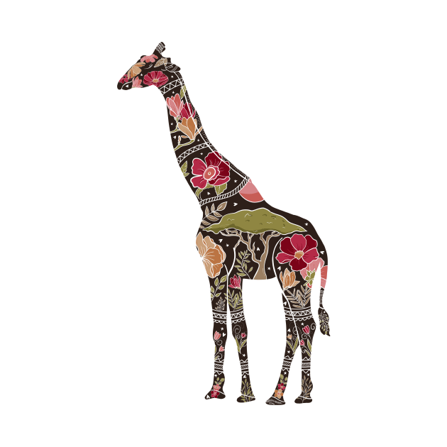 Floral Giraffe Silhouette - Boho by creativebakergb