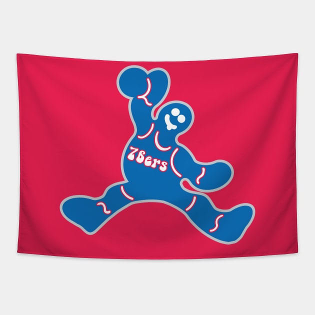 Jumping Philadelphia 76ers Gingerbread Man Tapestry by Rad Love