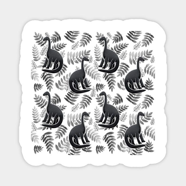 Modern Dinosaur Pattern - Black & White Magnet by monitdesign