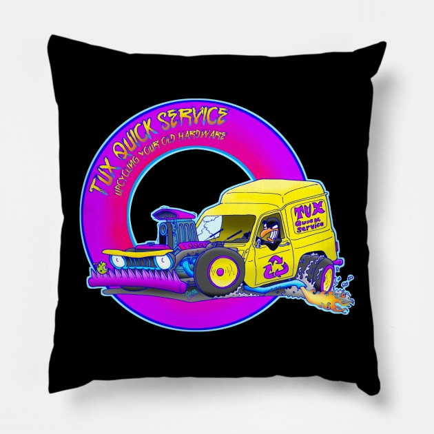 Tux Hot Rod Pillow by Andres7B9