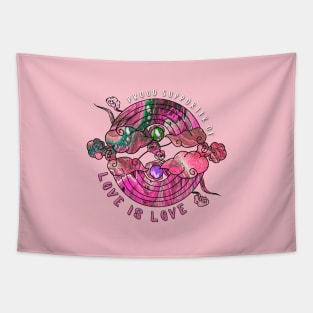 Proud Supporter of Love is Love Rainbows - Neon Pink Tapestry