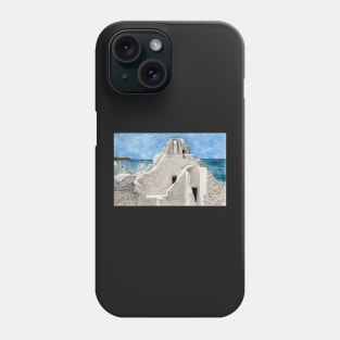 Mykonos Chapel Greek Island watercolor Phone Case